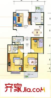 永大清華園戶型圖3室2廳2衛(wèi)1廚