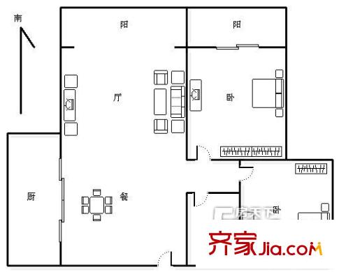 永大清華園 2居室 戶型圖