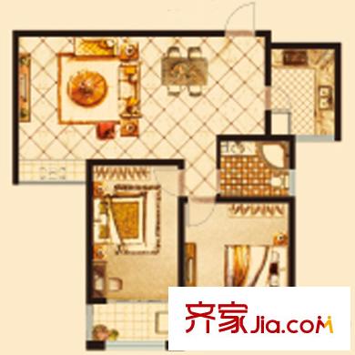 尚品清河戶型圖U戶型 2室2廳1衛(wèi)