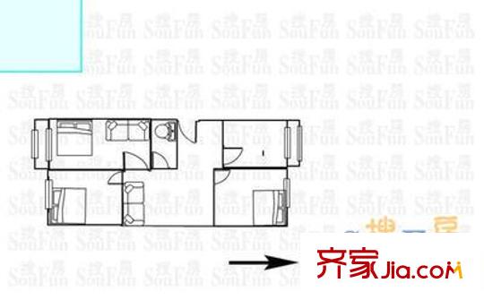 床單廠宿舍 3室 戶型圖