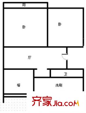 東關大街北宿舍 2室 戶型圖