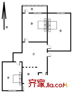 東關大街北宿舍 3室 戶型圖