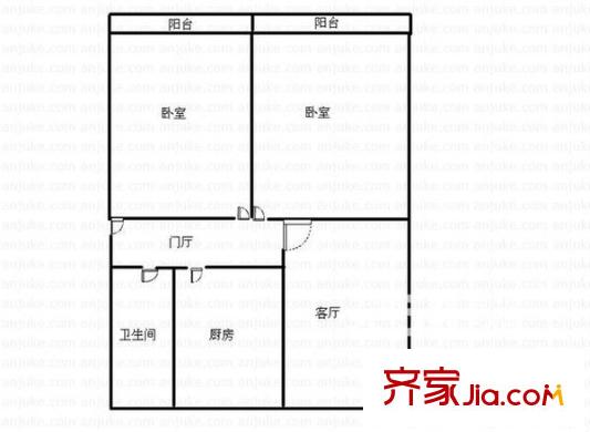 橡膠廠單位宿舍 2室 戶型圖