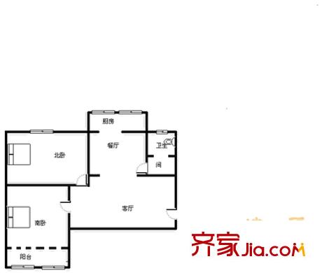 橡膠廠單位宿舍 2室 戶型圖