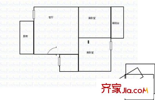 湖濱山城戶型圖戶型圖 2室1廳1衛(wèi)1廚