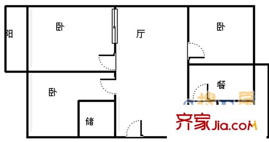 環(huán)山路塑料三廠宿舍 3室 戶型圖