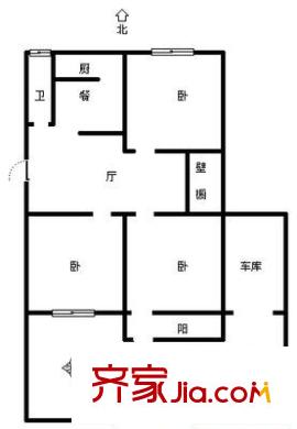 縣前街單位宿舍 3室 戶型圖