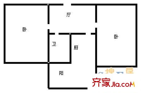 東關大街北宿舍 2室 戶型圖
