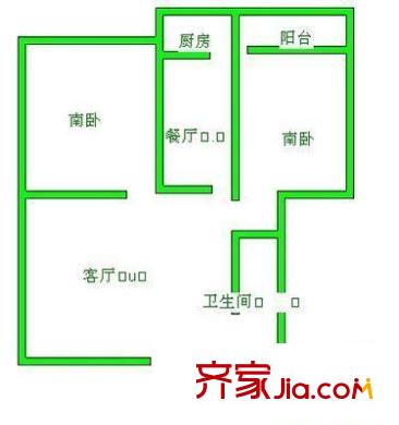 東關大街北宿舍 2室 戶型圖