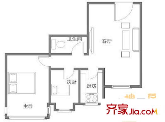 橡膠廠單位宿舍 2室 戶型圖