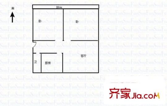 橡膠廠單位宿舍 2室 戶型圖