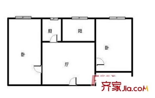 英雄山路大觀園宿舍 2居室 戶型圖