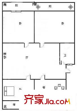 英雄山路大觀園宿舍 3居室 戶型圖