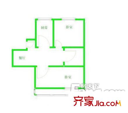 英雄山路大觀園宿舍 2居室 戶型圖