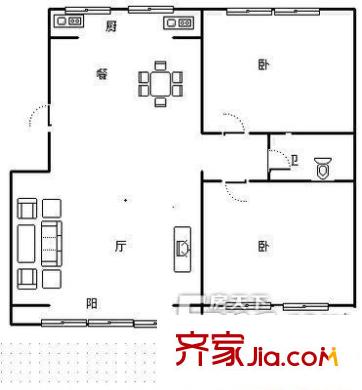 玉函路西藏中學(xué)宿舍戶型圖濟南 玉函路90號單位宿舍 戶型圖 2室2廳1衛(wèi)1廚