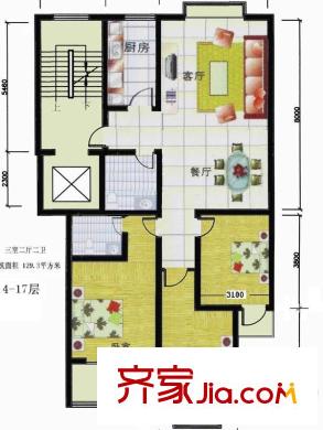 聯(lián)發(fā)公寓戶型圖4-17層戶型圖 3室2廳2衛(wèi)1廚