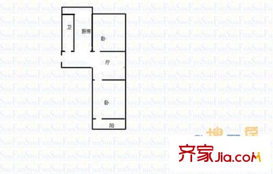 經(jīng)一緯八單位宿舍 2室 戶型圖
