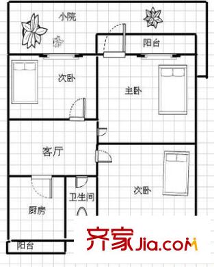 白馬山南路宿舍 3室 戶型圖