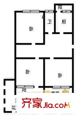 白馬山南路宿舍 3室 戶型圖
