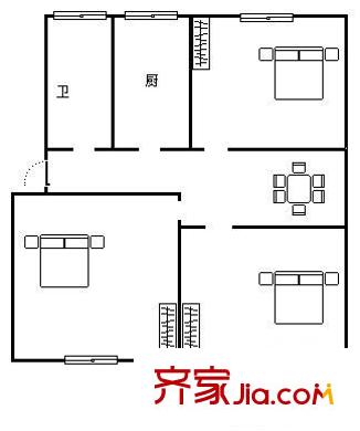 英雄山路區(qū)委宿舍 0室 戶型圖