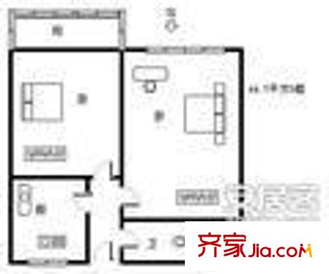 英雄山路區(qū)委宿舍 2室 戶型圖