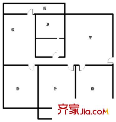英雄山路區(qū)委宿舍 3室 戶型圖