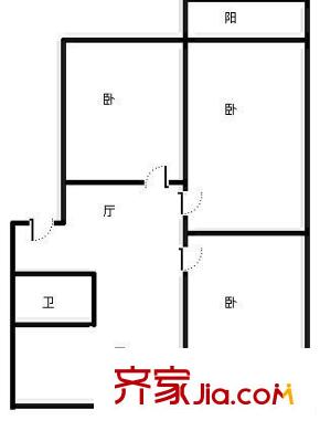 南辛莊質(zhì)監(jiān)局單位宿舍戶型圖戶型圖 3室1廳1衛(wèi)1廚