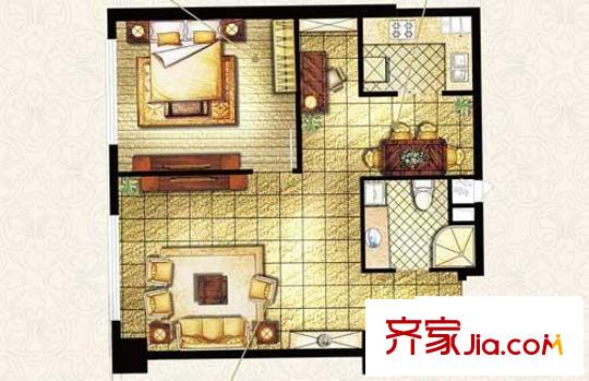 發(fā)祥1號公館戶型圖H戶型 1室2廳1衛(wèi)