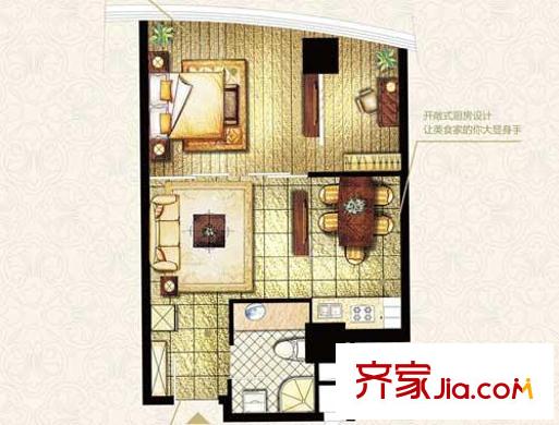 發(fā)祥1號公館戶型圖G戶型 1室2廳1衛(wèi)