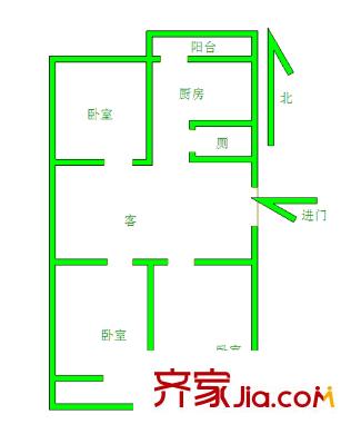 經(jīng)六路槐蔭段宿舍戶型圖經(jīng)六路單位宿舍（槐蔭） 3室 戶型圖 3室1廳1衛(wèi)1廚