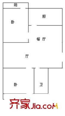 經(jīng)六路槐蔭段宿舍戶型圖經(jīng)六路單位宿舍（槐蔭） 2室 戶型圖 2室2廳1衛(wèi)1廚
