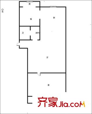 槐蔭區(qū)政府宿舍 1居室 戶型圖