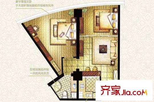 發(fā)祥1號公館戶型圖F戶型 2室2廳1衛(wèi)