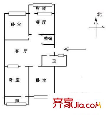 英雄山路南頭宿舍戶型圖英雄山路南頭單位宿舍 3室 戶型圖 3室2廳1衛(wèi)1廚