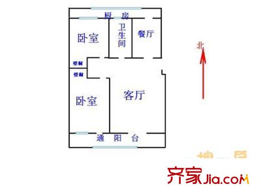 英雄山路南頭宿舍戶型圖英雄山路南頭單位宿舍 2室 戶型圖 2室2廳1衛(wèi)1廚