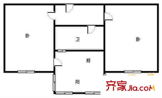 槐蔭區(qū)政府宿舍 2居室 戶型圖