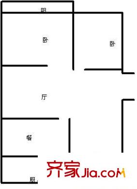 槐蔭區(qū)政府宿舍 2室 戶型圖