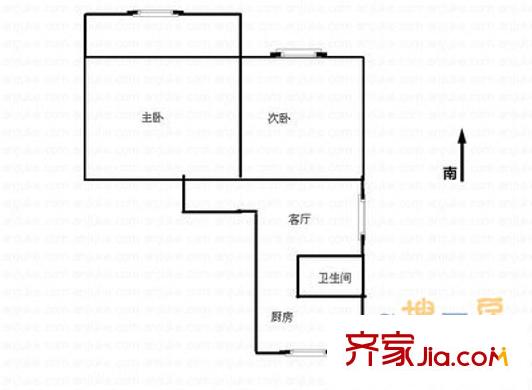 槐蔭區(qū)政府宿舍 2室 戶型圖