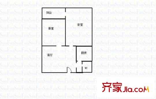 濟安街單位宿舍 2室 戶型圖
