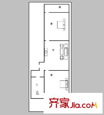 洪樓新居 2室 戶型圖