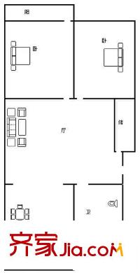 洪樓新居 2室 戶型圖