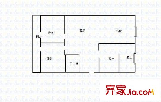 英雄山路南頭宿舍 2室 戶型圖