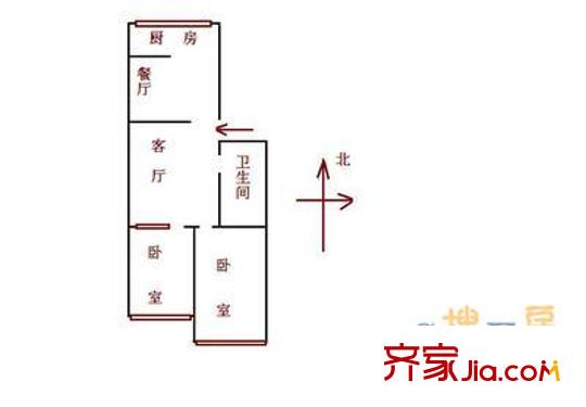 英雄山路南頭宿舍戶型圖英雄山路南頭單位宿舍 2室 戶型圖 2室2廳1衛(wèi)1廚