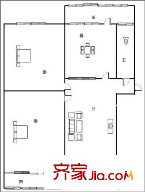 清河北路山化宿舍 2室 戶型圖