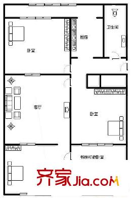 省勞技宿舍 4居室 戶型圖