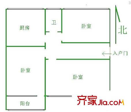 北園大街單位宿舍 3室 戶型圖