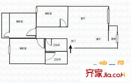 田園莊園 3室 戶型圖