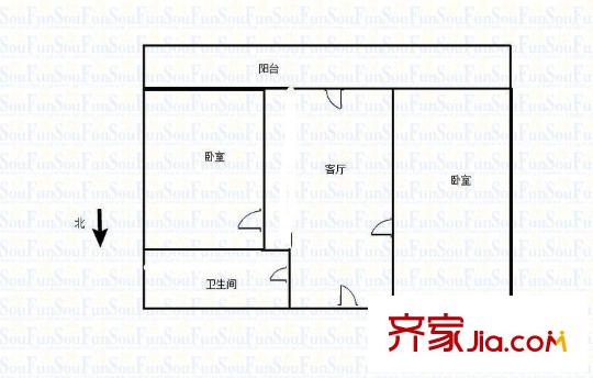 清河北路山化宿舍 1室 戶型圖