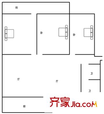 七里堡新居 3室 戶型圖