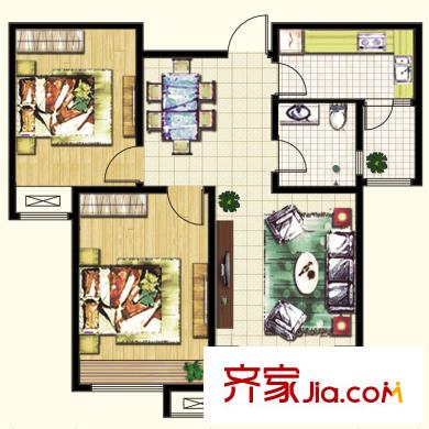 泉景天沅仁園戶型圖3/4號(hào)樓2A2-2--A4-2戶型圖 2室2廳1衛(wèi)1廚